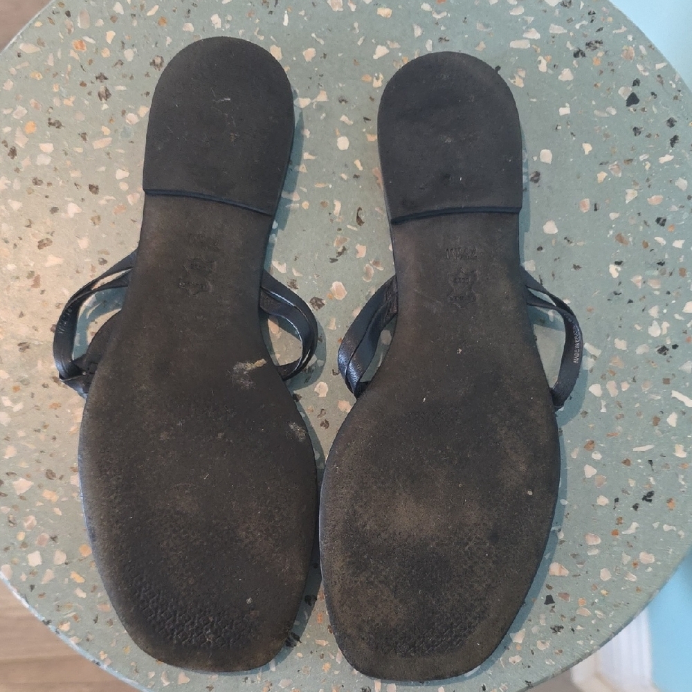 Tory Burch Navy Blue Chic Leather Sandals - Picture 4 of 5